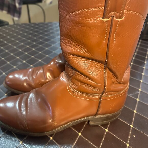 Vintage Justin Roper Cowboy Boots – Style 3802 – Men’s Size 8E – Chestnut Brown - Picture 5 of 5